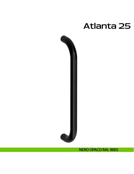 Maniglione acciaio diametro 25 mm per porta Atlanta 25 Reguitti Inox - nero opaco RAL 9005