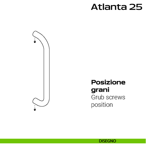 Maniglione acciaio diametro 25 mm per porta Atlanta 25 Reguitti Inox disegno