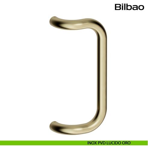 Maniglione zancato in acciaio per porta Bilbao Reguitti Inox - PVD lucido oro