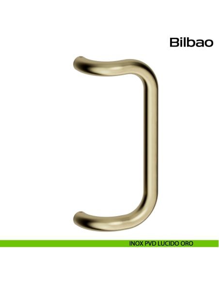 Maniglione zancato in acciaio per porta Bilbao Reguitti Inox - PVD lucido oro