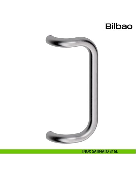Maniglione zancato in acciaio per porta Bilbao Reguitti Inox - inox satinato 316L