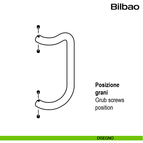 Maniglione zancato in acciaio per porta Bilbao Reguitti Inox disegno