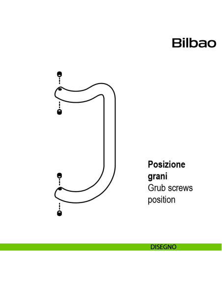 Maniglione zancato in acciaio per porta Bilbao Reguitti Inox disegno