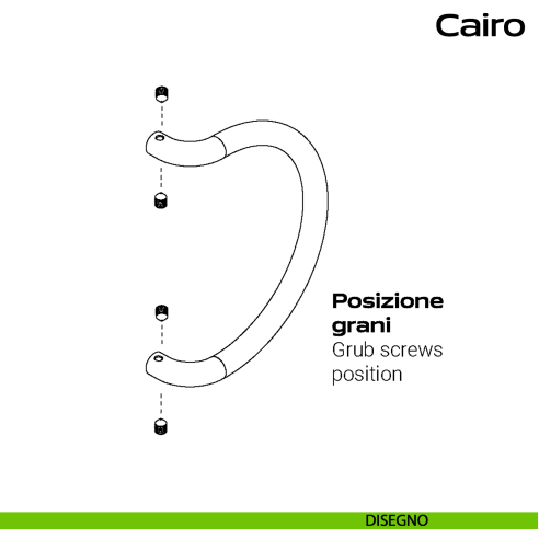 Maniglione spostato in acciaio per porta Cairo Reguitti Inox disegno