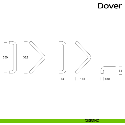Maniglione triangolare in acciaio per porta Dover Reguitti Inox disegno