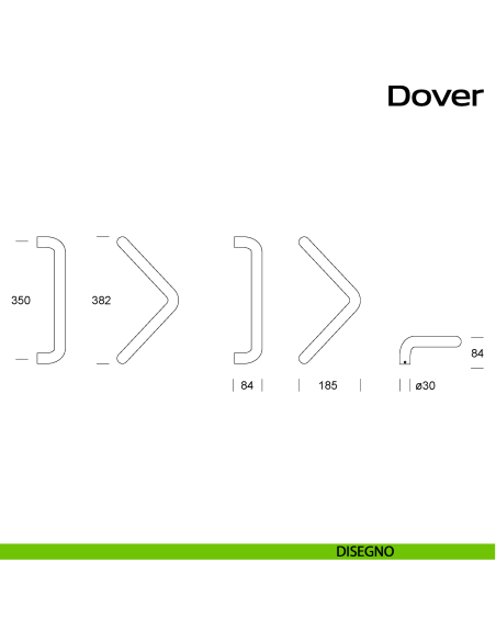 Maniglione triangolare in acciaio per porta Dover Reguitti Inox disegno