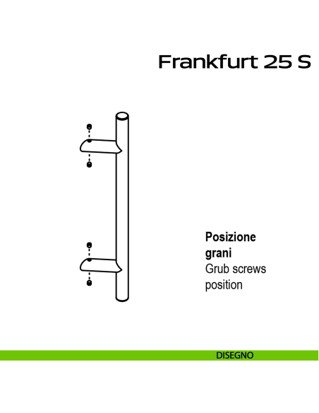 Maniglione zancato in acciaio per porta Frankfurt 25 S Reguitti Inox disegno