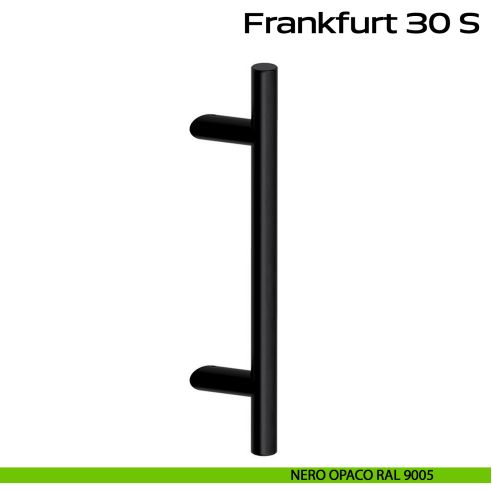 Maniglione spostato in acciaio per porta Frankfurt 30 S Reguitti Inox - nero opaco RAL 9005