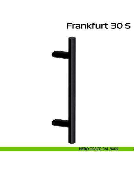 Maniglione spostato in acciaio per porta Frankfurt 30 S Reguitti Inox - nero opaco RAL 9005