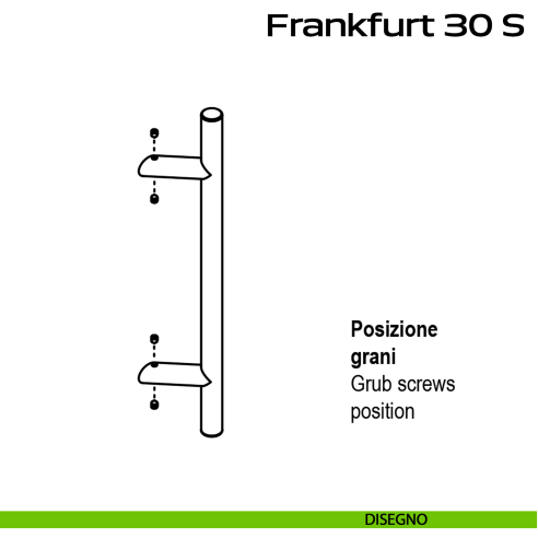 Maniglione spostato in acciaio per porta Frankfurt 30 S Reguitti Inox disegno