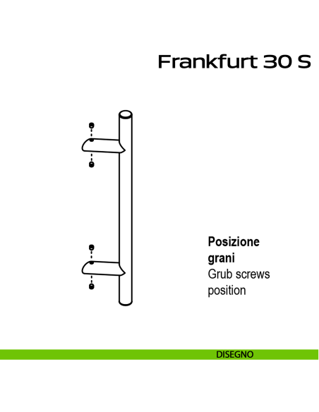 Maniglione spostato in acciaio per porta Frankfurt 30 S Reguitti Inox disegno