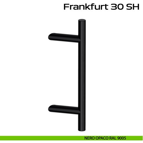 Maniglione zancato in acciaio per porta Frankfurt 30 SH Reguitti Inox - nero opaco RAL 9005