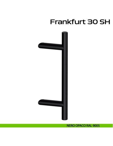 Maniglione zancato in acciaio per porta Frankfurt 30 SH Reguitti Inox - nero opaco RAL 9005
