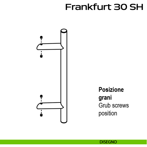 Maniglione zancato in acciaio per porta Frankfurt 30 SH Reguitti Inox disegno
