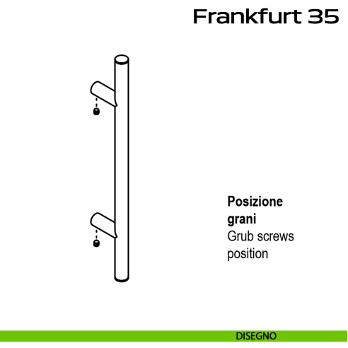 Maniglione acciaio per porta diametro 35 mm Frankfurt 35 Reguitti Inox disegno