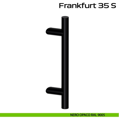 Maniglione in acciaio per porta Frankfurt 35 S Reguitti Inox zancato - nero opaco RAL 9005