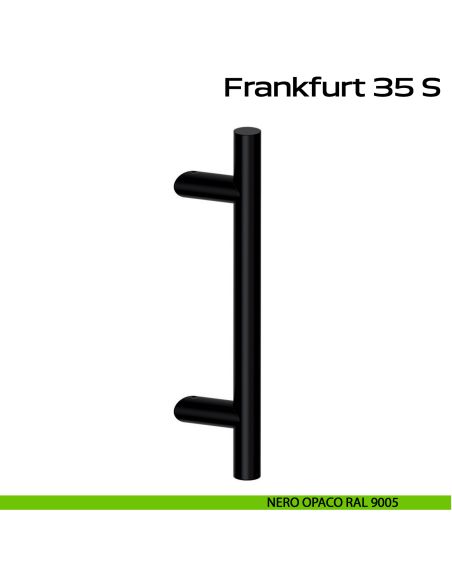 Maniglione in acciaio per porta Frankfurt 35 S Reguitti Inox zancato - nero opaco RAL 9005