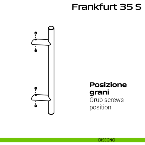 Maniglione in acciaio per porta Frankfurt 35 S Reguitti Inox zancato disegno