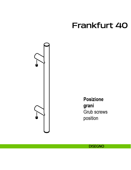 Maniglione acciaio per porta Frankfurt 40 Reguitti Inox dritto DISEGNO