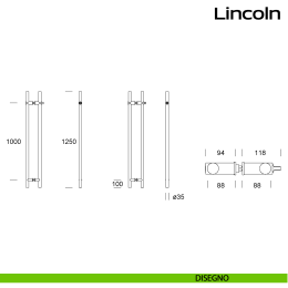 Maniglione con cilindro e nottolino accoppiato per porta Lincoln Reguitti Inox 2