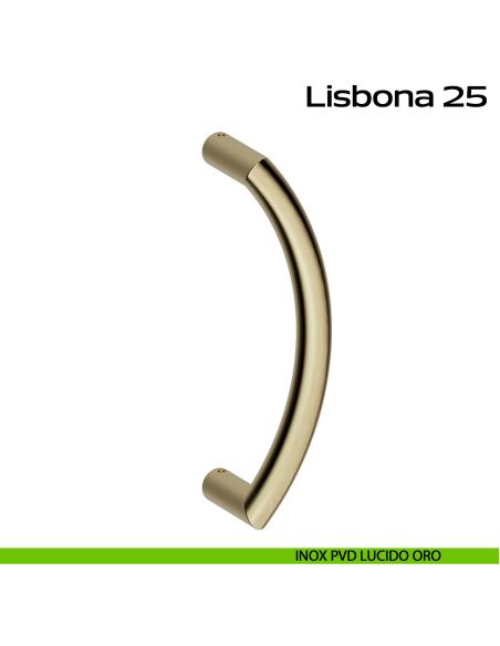 Maniglione zancato in acciaio per porta Lisbona 25 Reguitti Inox - PVD lucido oro