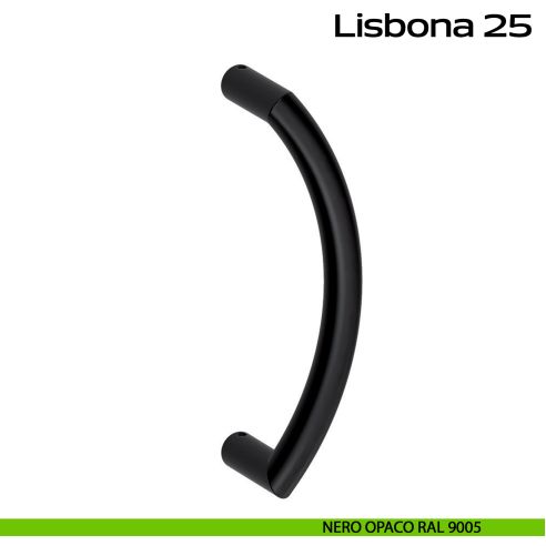 Maniglione zancato in acciaio per porta Lisbona 25 Reguitti Inox - nero opaco RAL 9005