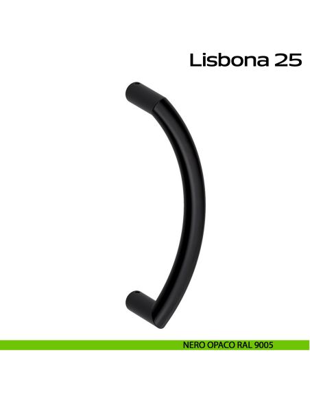 Maniglione zancato in acciaio per porta Lisbona 25 Reguitti Inox - nero opaco RAL 9005