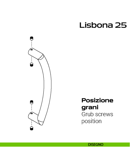 Maniglione zancato in acciaio per porta Lisbona 25 Reguitti Inox disegno