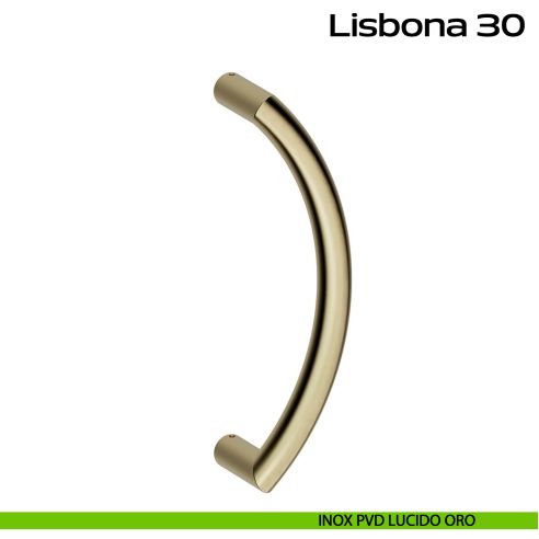 Maniglione curvo in acciaio per porta Lisbona 30 Reguitti Inox - PVD lucido oro
