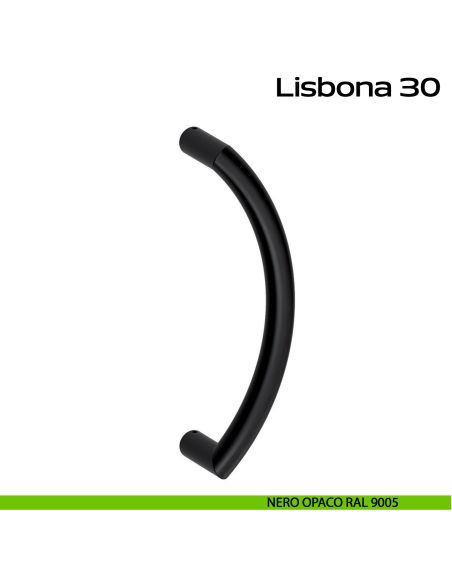 Maniglione curvo in acciaio per porta Lisbona 30 Reguitti Inox - nero opaco RAL 9005