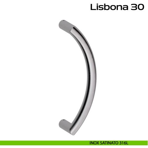 Maniglione curvo in acciaio per porta Lisbona 30 Reguitti Inox - inox satinato 316L