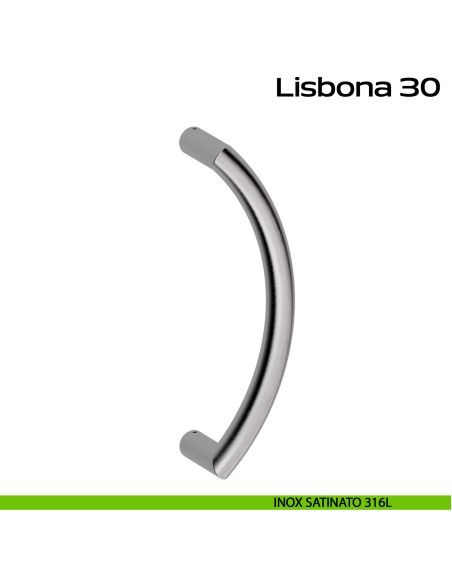 Maniglione curvo in acciaio per porta Lisbona 30 Reguitti Inox - inox satinato 316L