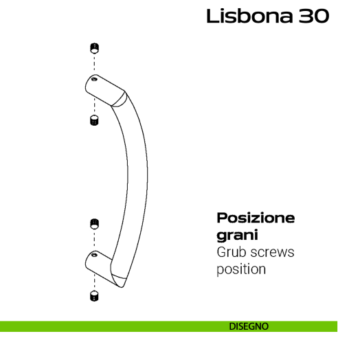 Maniglione curvo in acciaio per porta Lisbona 30 Reguitti Inox disegno