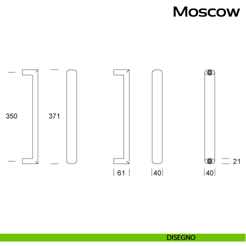 Maniglione in acciaio per porta Moscow Reguitti Inox disegno