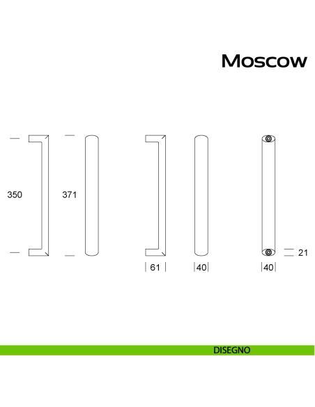 Maniglione in acciaio per porta Moscow Reguitti Inox disegno