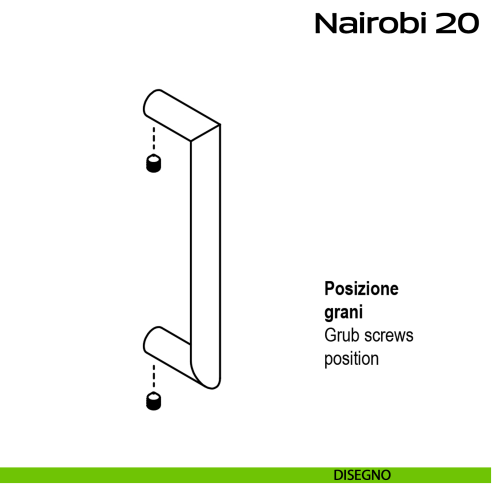 Maniglione acciaio diametro 20 mm per porta Nairobi 20 Reguitti Inox disegno