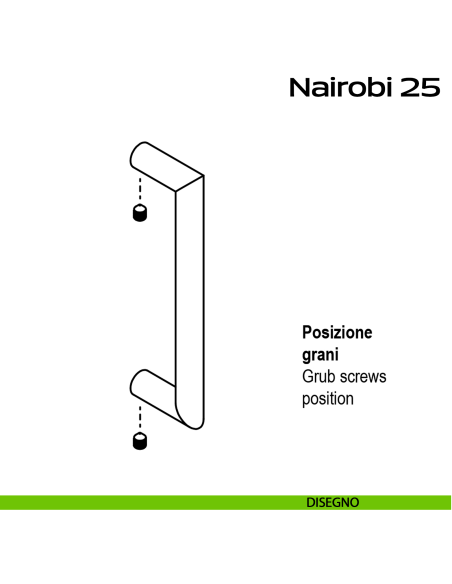 Maniglione acciaio per porta diametro 25 mm Nairobi 25 Reguitti Inox DISEGNO