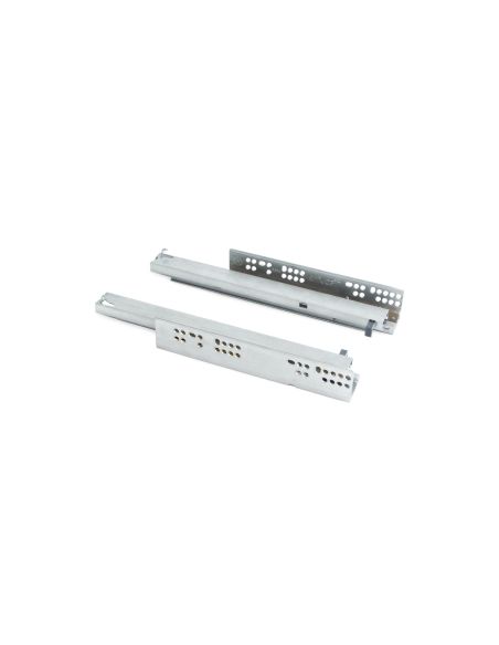 Emuca Set di guide per cassetti a scomparsa Silver, estrazione totale, chiusura soft, profondità 250 mm, Acciaio, Zincato bianco
