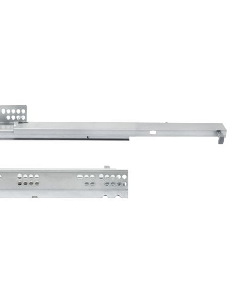 Emuca Set di guide per cassetti a scomparsa Silver, estrazione totale, chiusura soft, profondità 400 mm, Acciaio, Zincato bianco