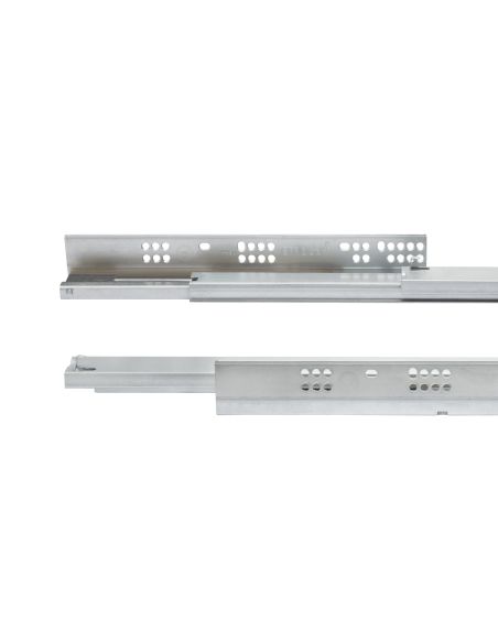 Emuca Set di guide per cassetti a scomparsa Silver, estrazione totale, chiusura soft, profondità 400 mm, Acciaio, Zincato bianco