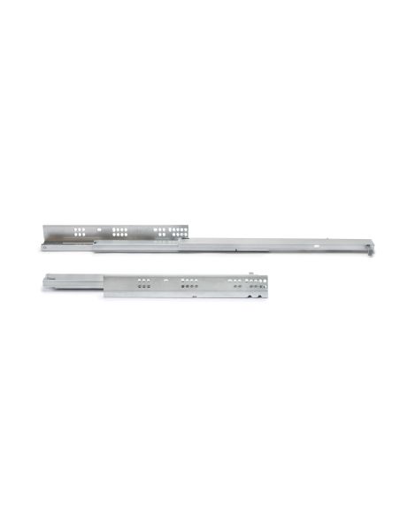 Emuca Set di guide per cassetti a scomparsa Silver, estrazione totale, chiusura soft, profondità 500 mm, Acciaio, Zincato bianco