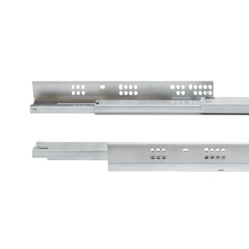Emuca Set di guide per cassetti a scomparsa Silver, estrazione totale, chiusura soft, profondità 500 mm, Acciaio, Zincato bianco