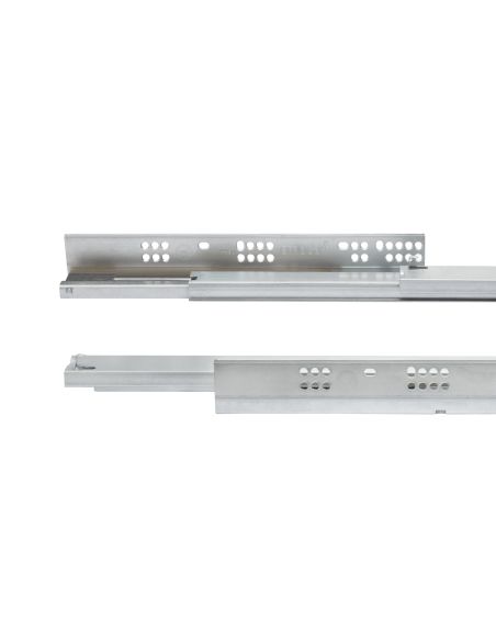 Emuca Set di guide per cassetti a scomparsa Silver, estrazione totale, chiusura soft, profondità 500 mm, Acciaio, Zincato bianco