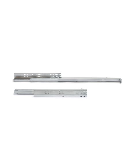 Emuca Set di guide per cassetti a scomparsa Silver, estrazione totale, chiusura soft, profondità 550 mm, Acciaio, Zincato bianco