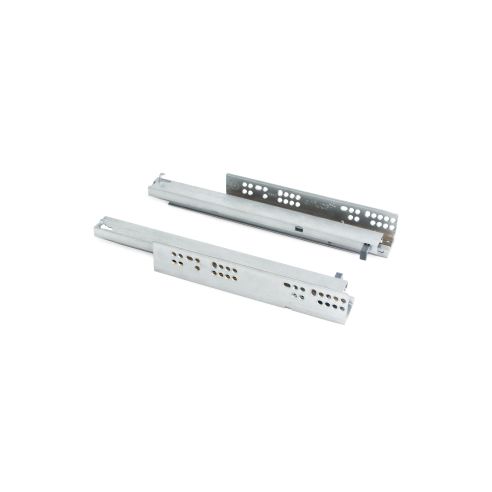 Emuca Set di guide per cassetti a scomparsa Silver, estrazione totale, chiusura soft, profondità 550 mm, Acciaio, Zincato bianco
