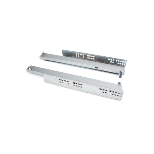 Emuca Set di guide per cassetti a scomparsa Silver, estrazione totale, push, profondità 250 mm, Acciaio, Zincato bianco