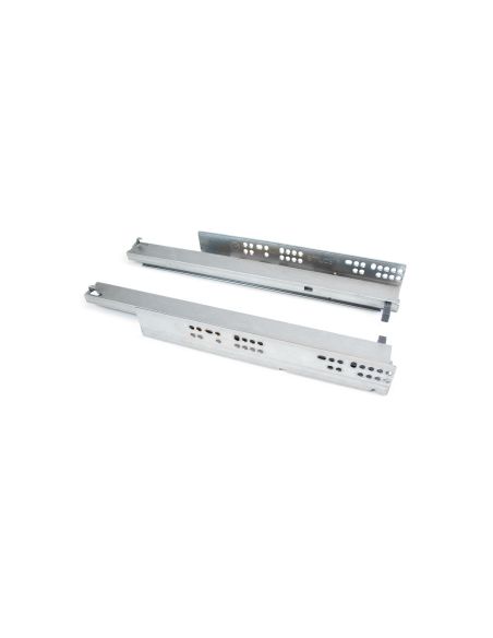 Emuca Set di guide per cassetti a scomparsa Silver, estrazione totale, push, profondità 250 mm, Acciaio, Zincato bianco