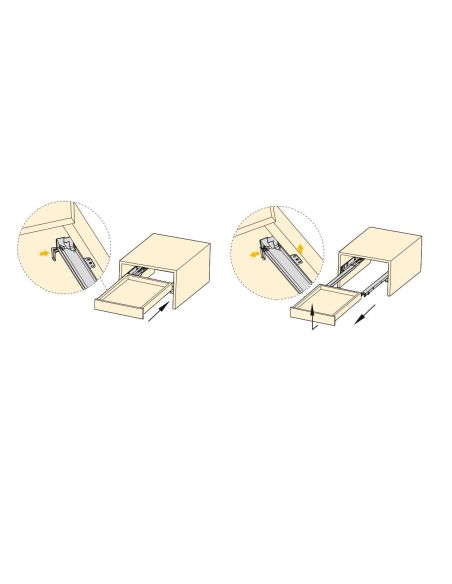 Emuca Set di guide per cassetti a scomparsa Silver, estrazione totale, push, profondità 250 mm, Acciaio, Zincato bianco