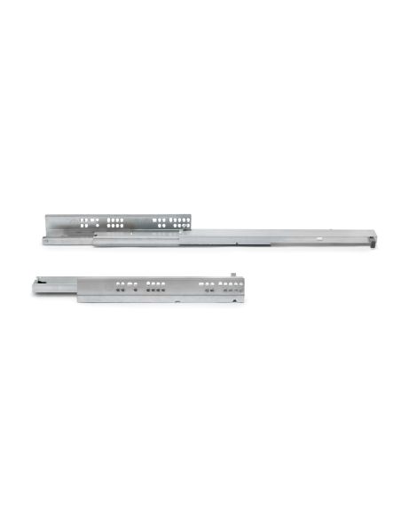 Emuca Set di guide per cassetti a scomparsa Silver, estrazione totale, push, profondità 300 mm, Acciaio, Zincato bianco