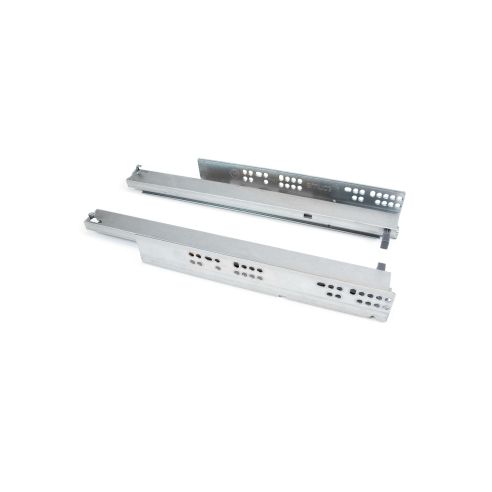 Emuca Set di guide per cassetti a scomparsa Silver, estrazione totale, push, profondità 300 mm, Acciaio, Zincato bianco